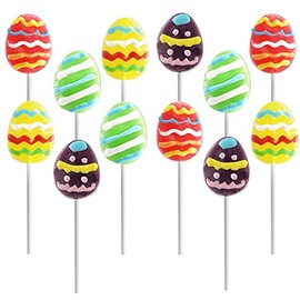 Happy Easter Egg Lollipops Suckers, Fat-Free, Individually Wrapped Easter Egg Pops (24-Pack)