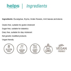 HELPS INFUSIONS - Infusion based on eucalyptus, thyme, tila, mint and stevia. Expecorant infusion. Breathe, cough and colds. Helps to breathe. Box of 16 bags.