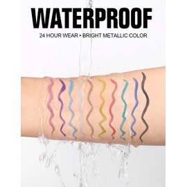 Erinde Silver Liquid Glitter Eyeliner, Liquid Glitter Eyeliner Pen, Metallic Pearlescent Eye Liner Pencil, Shimmer Eye Makeup Waterproof, Durable Sparkling Eyeshadow Pen #Silver