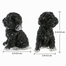 Nupuyai Poodle Figure Resin Crystal Dog Figure Decorative Healing Stone Puppy Statue Gemstone Animal Sculpture for Lucky Charm Home Office Decoration, Obsidian