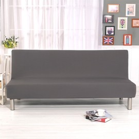 Funda de sofá cama sin brazos, de color sólido, de poliéster y elastano, funda elástica para futón de 3 plazas, plegable, se adapta a sofá cama plegable sin reposabrazos de 80 x 50 pulgadas (gris)