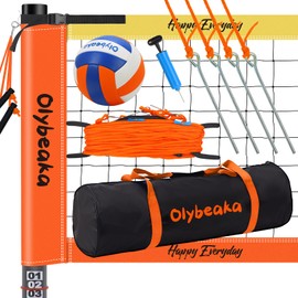 Outdoor Professional Volleyball Net Set for Backyard Beach with Adjustable Heavy Duty Poles, Durable Net, PU Volleyball & Pump, Carry Bag