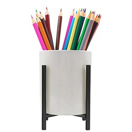 Cute Ceramic Pen and Pencil Cup Holder for Desk, Ceramic brush holder, Desk Accessories Organizer Stand with Sturdy Metal Bracket, Desk Decor for Home & Office(4.6 -3.14 inch)1 set