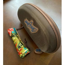 MAUI JIM LARGE Zippered Semi Hard Brown Sport SUNGLASSES CASE+POUCH w/CARABINER