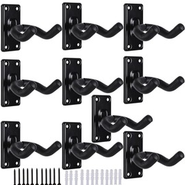 Guitar Wall Mount 10 Pack, Guitar Hangers for Wall Sturdy Metal Guitar Hook Stand Wall
