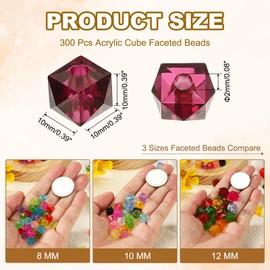 PATIKIL 10mm Acrylic Cube Faceted Beads, 200 Pcs Square Diamond Beads Loose Spacer Beads for Jewelry Making Bracelet Necklace Earrings Wind Chimes Craft, Purple