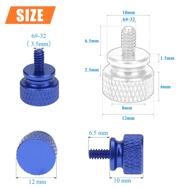 HELIFOUNER 20 Pieces 6-32 Thread, Blue Color Anodized Aluminum Computer