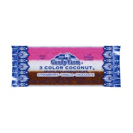 Candy Farm Bars NEAPOLITAN COCONUT SLICES 3 Color Candy "Bacon" 3 Pack