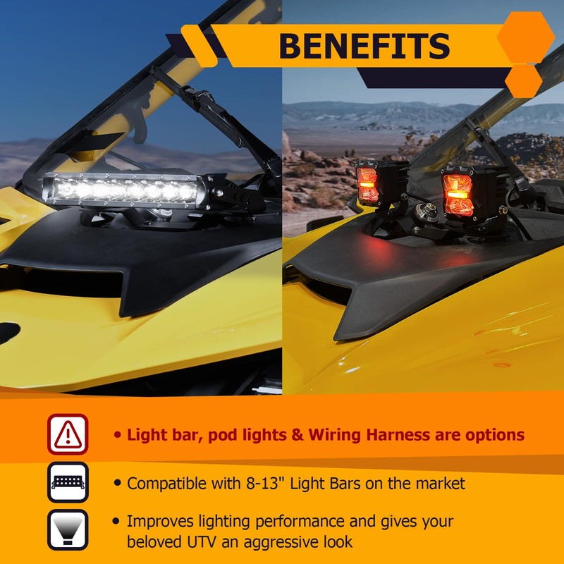 WeiSen Shock Tower Hood Light Mount for 10" Light Bar
