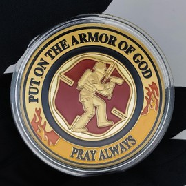 Firefighter Armor of God Challenge Coin - Inspirational Gift for Firefighters