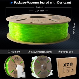 XZN XZN TPU Filament 1.75mm 95A Soft Flexible 3D Printer Filament, 1kg Spool (2.2 lbs), Dimensional Accuracy +/- 0.02 mm (Clear Green TPU)