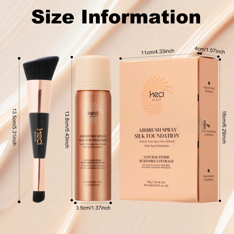 Spray Foundation Lightweight Moisturizing With Brush Natural Long-Lasting Foundation Mist