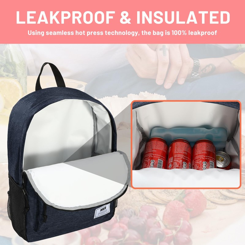 MIER Insulated Backpack Cooler Small Leakproof Lunch Back Pack with