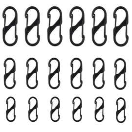 XBOGO 18 Black Zipper Locks, Backpack Zipper Locks, Two S-Shaped Carabiner Hooks, Key Ring, Quick Clip, Anti-Theft, Double Spring Buckle Hook