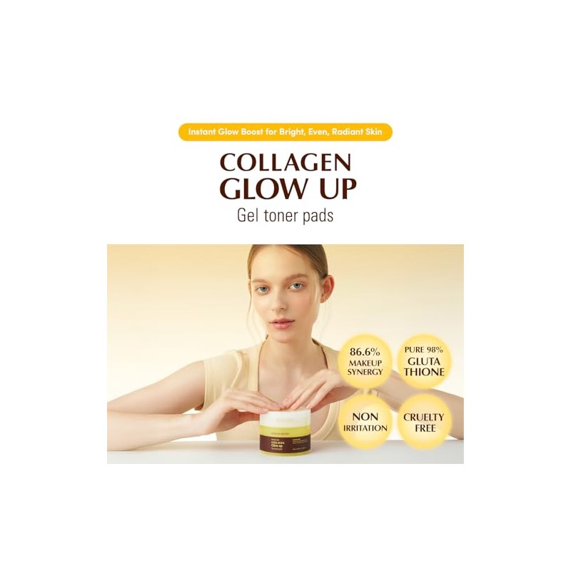 EQQUALBERRY Collagen Glow Up Gel Toner Pads 60 unidades (140 ml)