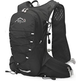 INOXTO Running Backpack, Sports Ultra-Lightweight 140g, Reflective, Breathable, 5L Hydration Pack for Hiking, Trail Running, Bicycle Racing, Marathon, Unisex/Children (Black Red)