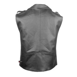 Men's Classic Cowhide Leather Motorcycle Biker Vest | Concealed Carry Gun Pockets | Vintage Cruiser Vest for Men | Stylish Club Riding Vest Black XXL