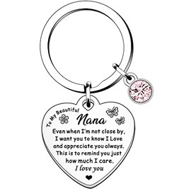 HULALA To My Beautiful Nana Keyring Keychain For Nana Mother's Day Birthday Christmas Gifts From Granddaughter Grandson Grandchild