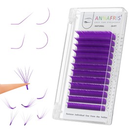 Colored Eyelash Extension Easy Fan Purple 0.07 D Curl 8-15mm Mixed Volume Lash Extension Individual False Eye Lashes With Color By ANNAFRIS (Easy Fan Purple,0.07 D 8-15mm Mix)