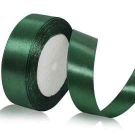 Dark Green Satin Ribbon 1 Inch x 25 Yards, Fabric Hunter Green Christmas Ribbon for Gift Wrapping, Floral Bouquets, Hair Bows Making, Christmas Ribbon Wedding Party Decoration