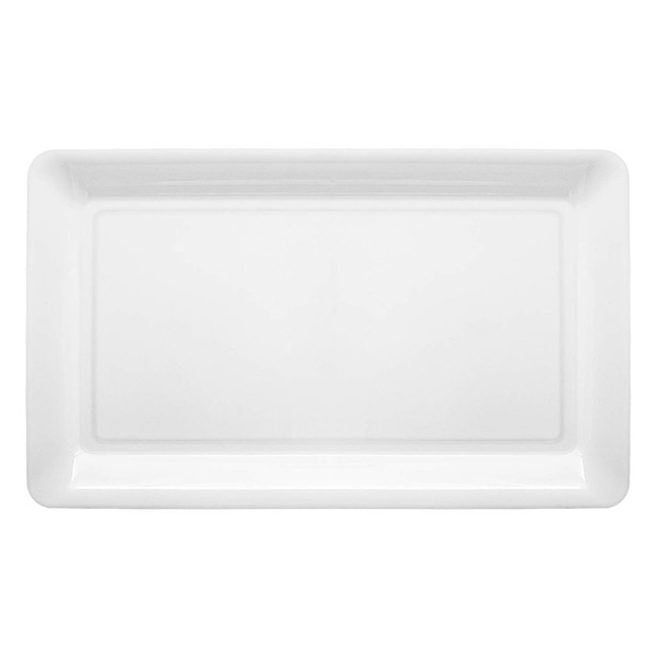 Party Essentials Heavy Duty Hard Plastic 12 x 18-Inch Rectangular Serving Tray, White, 3-Count
