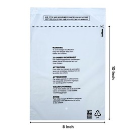 8" x 10" (203mm x 254mm) - 100 Pack - Clear Garment Poly Bags - Self-Sealing, Dust-Free Clothes Protection, Transparent, FBA Approved Suffocation Warning - for Travel, Storage & Retail - Clear Bags