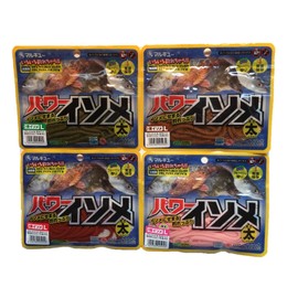 マルキュー(MARUKYU)パワーイソメ (太) 青・茶・赤・桜イソメ 4個セット