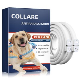 Collare Antiparassitario per Cani Naturale con Oli Essenziali, Protezione Impermeabile 12 Mesi contro Pulci e Zecche, Antipulci per Cani Regolabile per Taglia Piccola, Media e Grande (2packs)