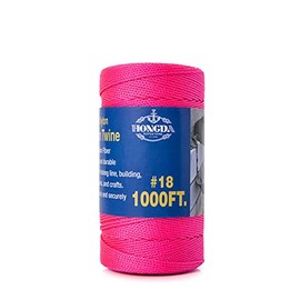 HONGDA Mason Line, 1000 Feet #18 Braided Nylon mason line string Perfect for masonry jobs and for the layout of general construction, gardening, DIY project, Fluorescent Pink