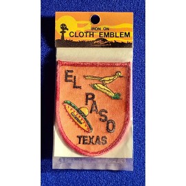 El Paso, Texas Roadrunner & Sombrero Iron-On Patch by Happy Traveler Vintage NOS