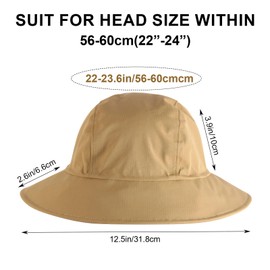 Unisex-Fischerhut, Sonnenhut aus wasserdichtem Stoff, Modernster Sommerhut, Verstaubarer Bucket Hat für Outdoor-Wandern, Camping, Angeln (DE/NL/SE/PL, Numerisch, 55, 59, Khaki)