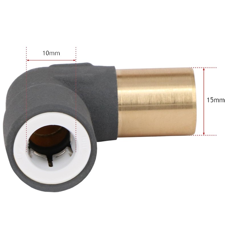 SPARES2GO 15mm x 10mm Push Fit Radiator Valve Anthracite Reducing