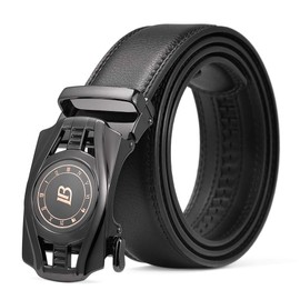 BOSTANTEN Men's & Women's Leather Ratchet Dress Belt with Automatic Sliding Buckle Belts Black