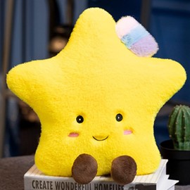 OUKEYI Sun Shaped Plush Pillow,Smiling fun filled sun, stars, moon, cloud shaped plush toys for home decoration, as birthday gifts for children and girls (stars)