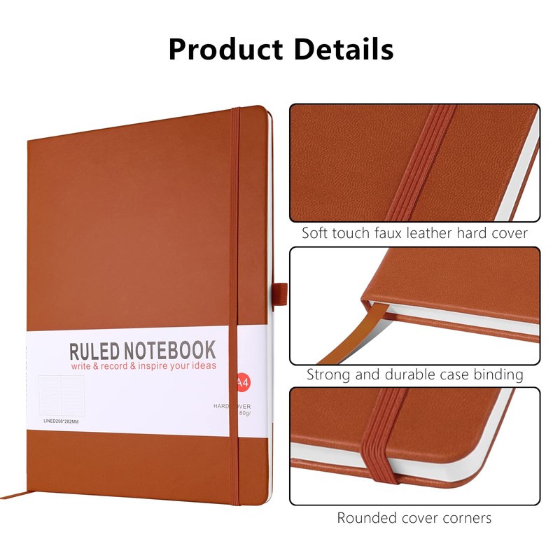 HIJYOO A4 Notebook, Notebook A4 Journal Notebook Hardcover Notepad with