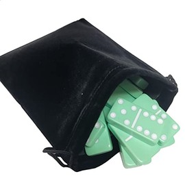 Marion & Co. Domino Double 6 Pastel Mint Green Acrylic Jumbo Tournament Professional Size in Elegant Black Velvet Bag