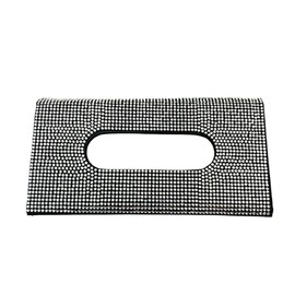 Bling Car Sun Visor Tissue Box Holder, PU Leather Auto Paper Towel Cover, Glitter Crystal Rhinestone Napkin Holder, Car Decoration Accessories for Women (Black/White)
