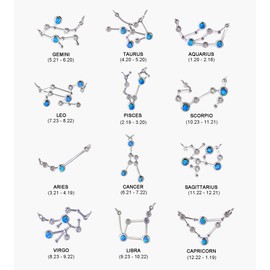 C·QAUN CHI Opal Horoscope Zodiac Pendant Necklace 925 Sterling Silver Chains Necklace for Women Jewelry