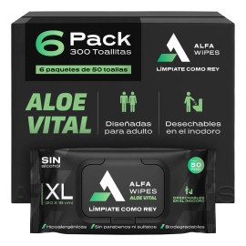 Toallitas Humedas Aloe Vital Alfa Wipes 6 Pack (300 Toalli)