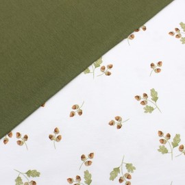 Fabric Package 0.5 m Jersey + 0.5 m Cuff Fabric for Sewing Children's Clothing Children's Fabric Jersey Fabric (Hasel Branches + Pickle Set64)