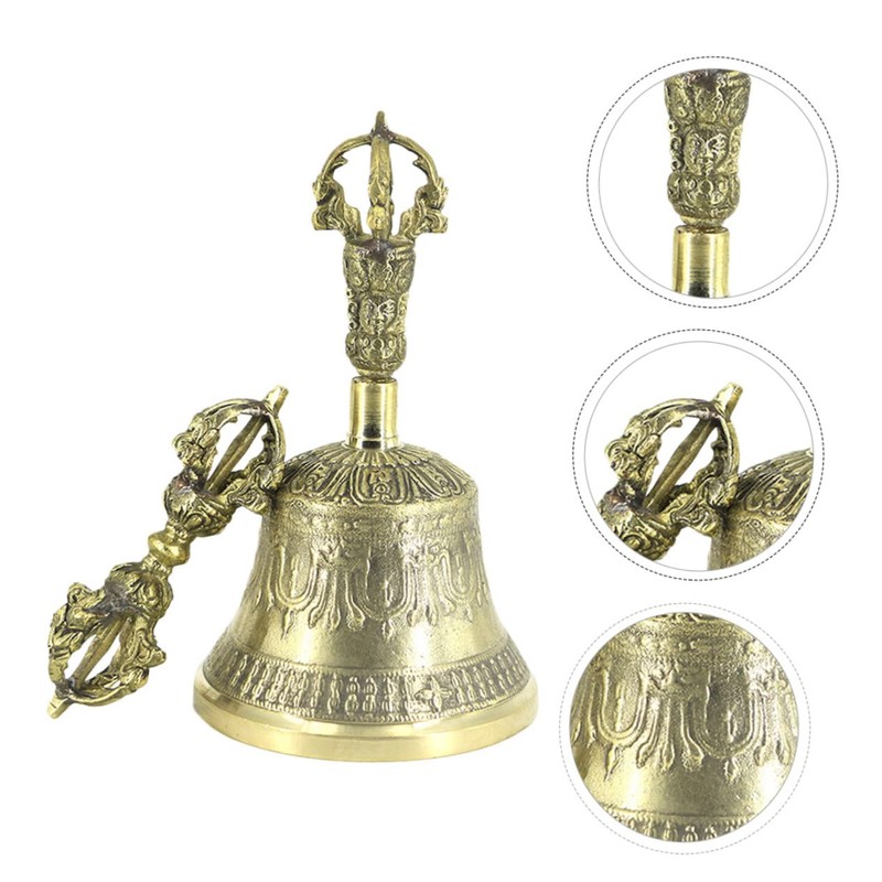 Alipis 1Pc Brass Vajra Bell Five Strand Tibetan Hand Bell
