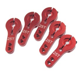 5 Pack ShareGoo 25T Aluminum Servo Horns M3 threads Metal Steering Arm for RC Car Truck Buggy Airplane,Red