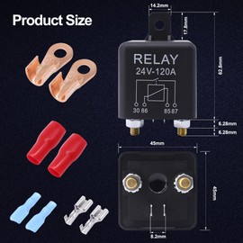 HISports 24V Heavy Duty Car Relay 120A,4pin Heavy Duty Split Charge On/Off Relay,Truck Engine Starter Relay with 2 Pin Footprint and 4 Terminal for Car Caravan Truck Motor