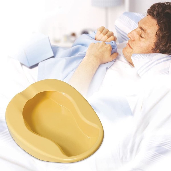 MedPro Durable Conventional Plastic Bed Pan with Contoured Shape for Added Comfort, Made from Heavy-Duty Plastic, Convenient and Easy to Clean, Adult Size, Light Yellow