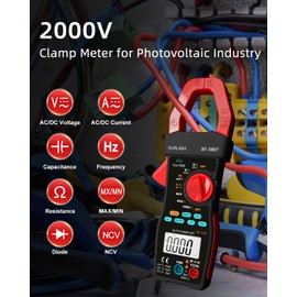 SURLABA Digital Clamp Meter 1000A/2000V AC DC Current Voltage LPF Multimeter 6000 Counts TRMS NCV Amp Volt Resistance Capacity Frequency Continuity Tester for Photovoltaic Industry