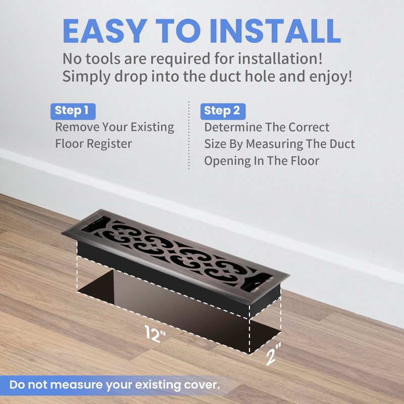Howeall 2x12 Inches 2 Pack Heavy Duty Walkable Floor Register
