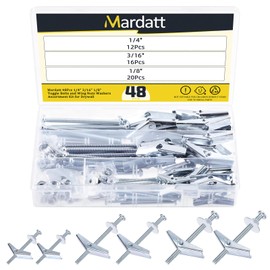 Mardatt 48Pcs 1/8'' 3/16'' 1/4'' Toggle Bolts Assortment Kit, Heavy Duty Toggle Bolt and Wing Nut Toggle Anchors Bolts Hollow Wall Bolts for Hanging Heavy Items on Drywall