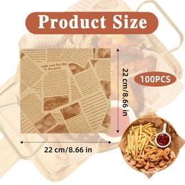 GTNCE 200 Pcs Greaseproof Paper Sheets, Burger Paper Sheets, Old Newspaper Printing Style, Food Wrapping for Sandwich Burger Fries and Bread (22x22cm)