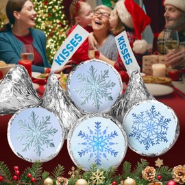 216 Snowflakes Kisses Stickers Labels, Christmas Kisses Stickers for Party Decorations, Gift Tags, Wrappers, Holiday Themed Party Favors Decor for Kisses. Made in USA