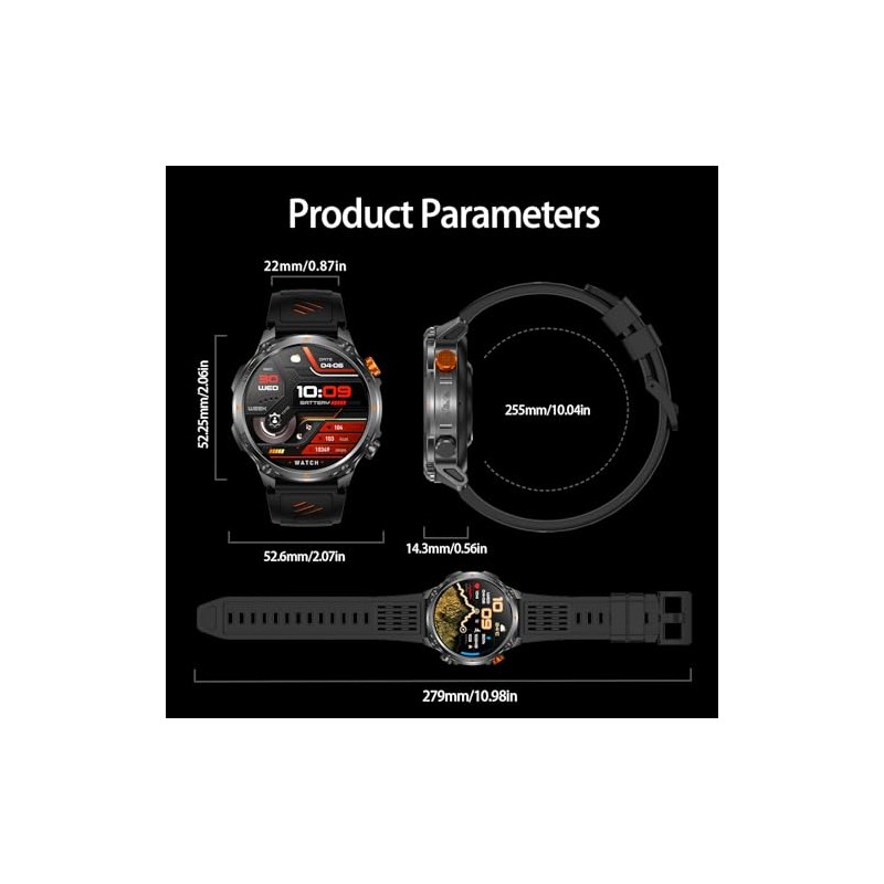 MIlitary Smart Watch with Compass/Flashlight for Android & iPhone (2